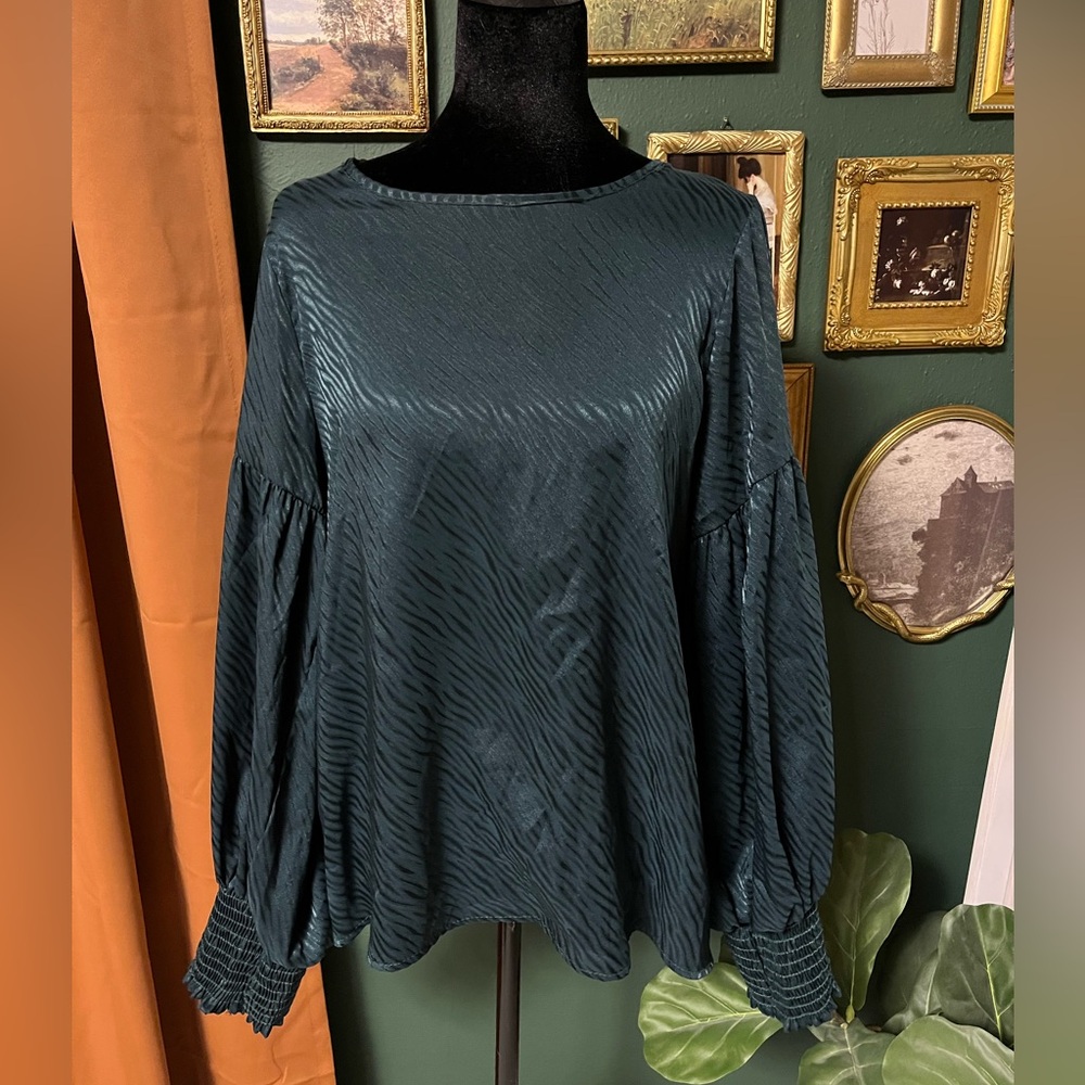Vine & Love Shimmering Dark Teal Blouse